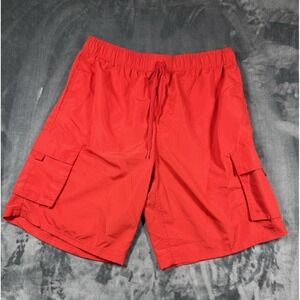 Coastal Revolution Mens L Red Board Swim‎ Shorts Trunks Surf Vacation
